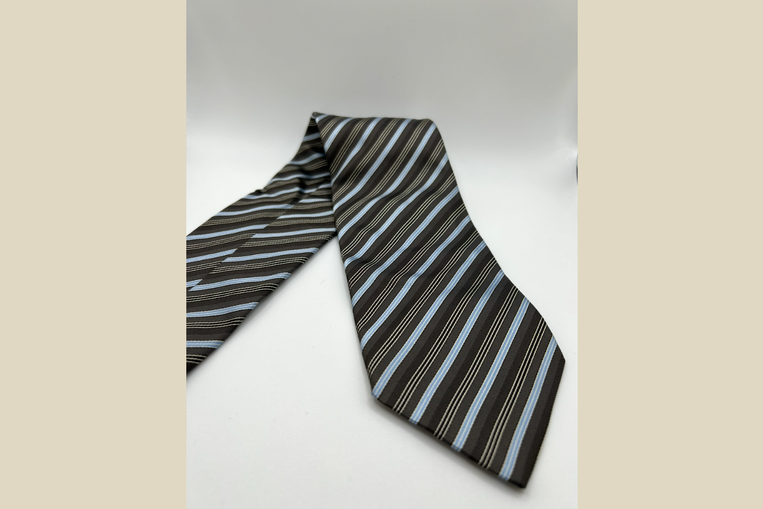 Hugo Boss Silkeslips - Sort/Blå/Brun Striber (Genskabt)