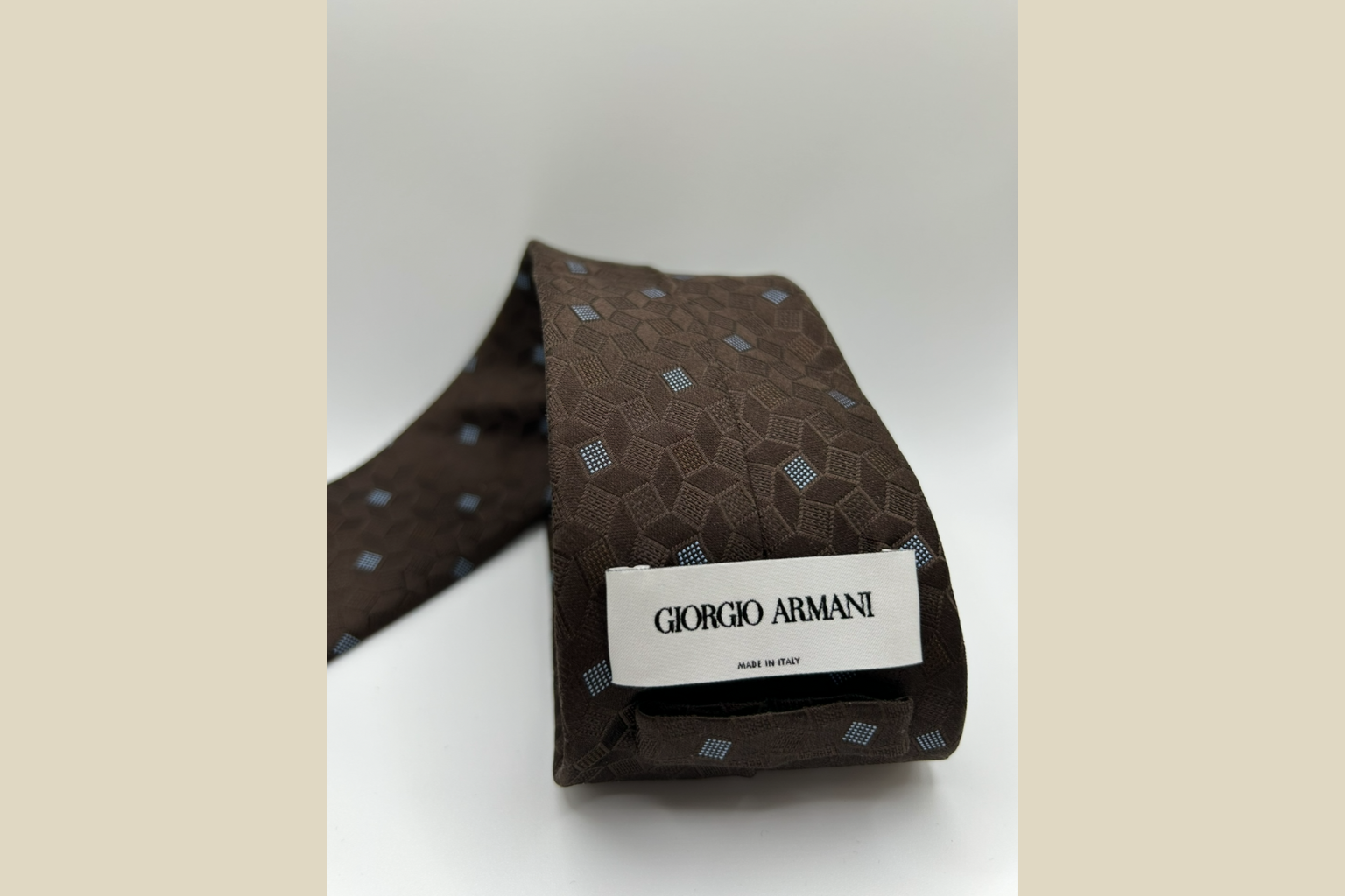 Giorgio Armani Silkeslips - Brun Geometrisk Mønster (Genskabt)