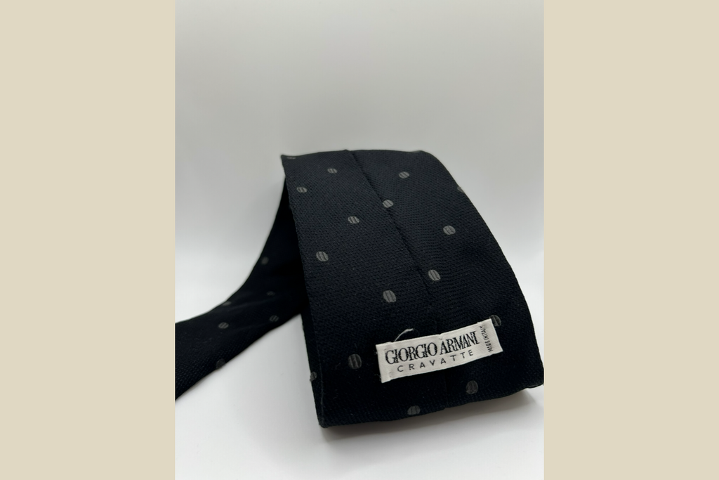 Giorgio Armani Silkeslips - Sort med Grå Prikker (Genskabt)