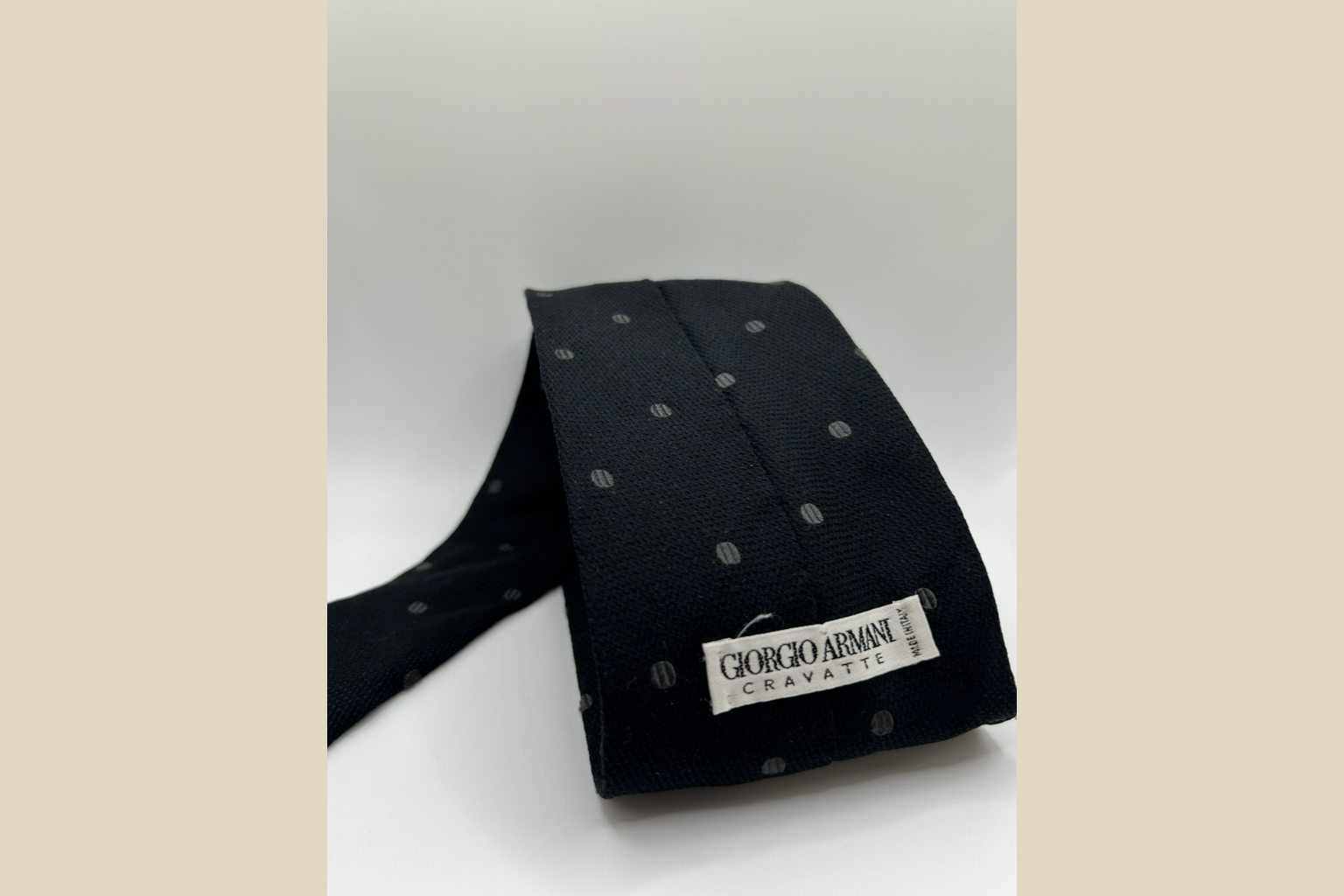 Giorgio Armani Silkeslips - Sort med Grå Prikker (Genskabt)
