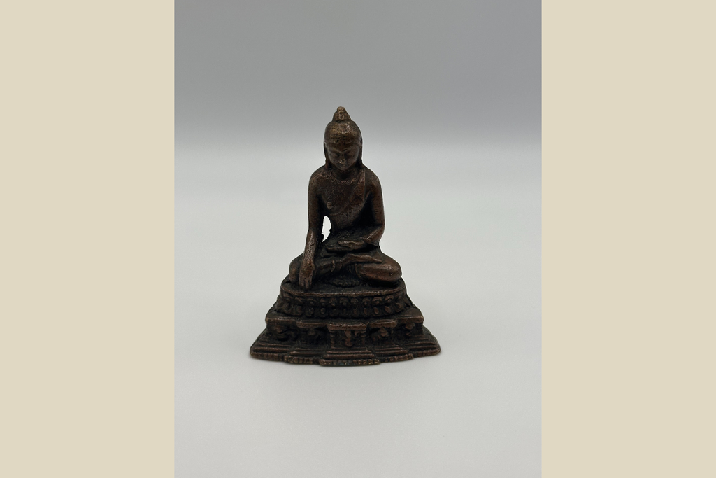 Antik Buddha-figur - Bronzepatina Meditation (Genskabt)