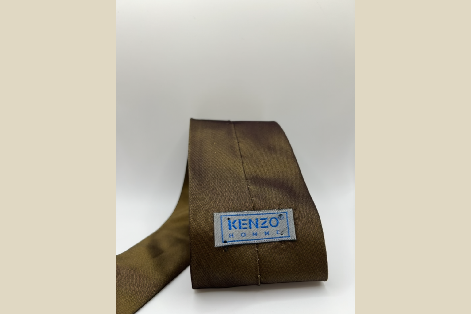 Kenzo Silkeslips - Olivengrøn Ensfarvet (Genskabt)