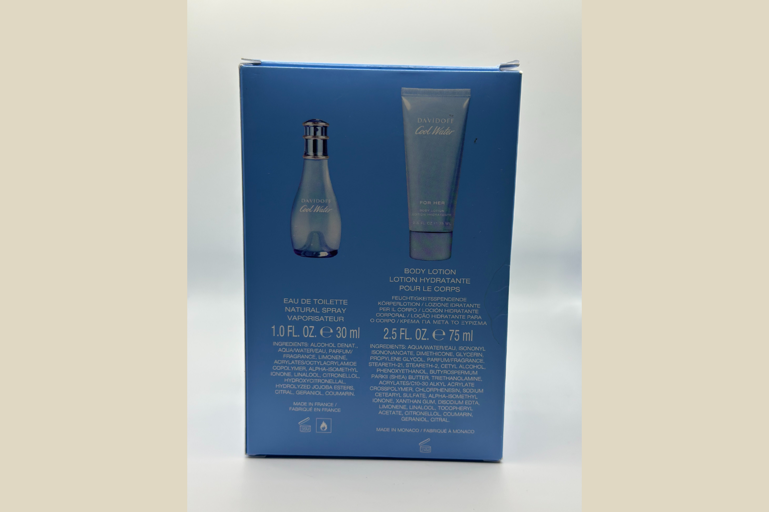 Davidoff Cool Water For Her Gavesæt - Eau de Toilette 30ml + Body Lotion 75ml